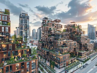 Fototapeta premium Mixed-Use Developments Showcasing Urban Multifaceted Nature 