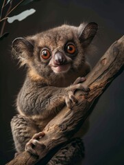 Funny portrait of an animal taken in the studio on a dark background. Amazing animal