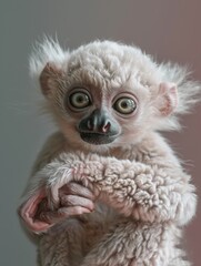 Naklejka premium Funny portrait of a monkey taken in the studio on a dark background. Amazing animal