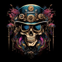skull biker art illustration