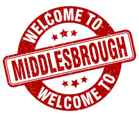 Welcome to Middlesbrough stamp. Middlesbrough round sign