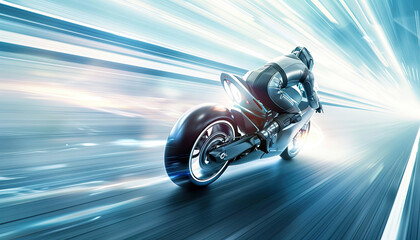 A man is riding a motorcycle on a road by AI generated image