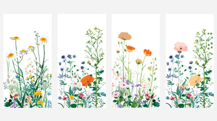 Four of floral banner templates with elegant blooming