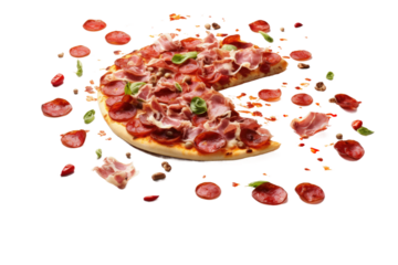 Cosmic Delight: A Slice of Pizza Art on White or PNG Transparent Background.
