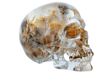 Intricate Carved Resin Skull on Black Background