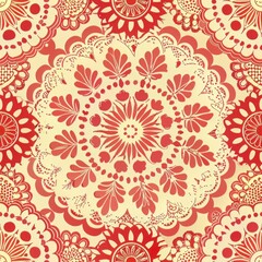 Obraz premium Seamless pattern of intricately cut paper lace doilies, adding a touch of vintage elegance to your gift wrap, Generative AI