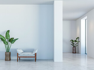 Modern minimalist interiors with contrasting tones and natural lighting. Interior design composition.