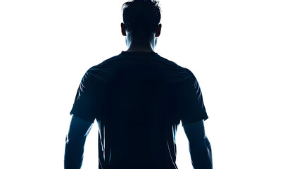 one caucasian soccer player man standing Rear View in silhouette isolated on white background : Generative AI