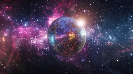 Disco ball on open space background