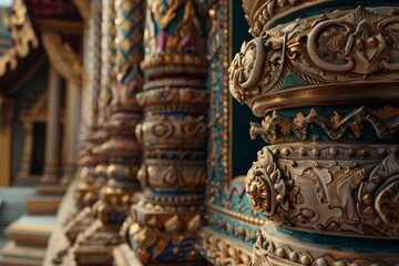 The image is of a large, ornate building with gold pillars