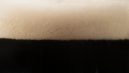 Closeup of stout beer with bubbles and foam in glass