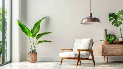 Modern minimalist interiors with contrasting tones and natural lighting. Interior design composition.