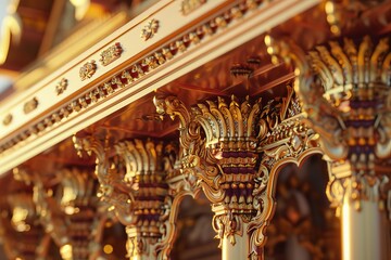 A beautiful, ornate building with gold accents and a lot of lights