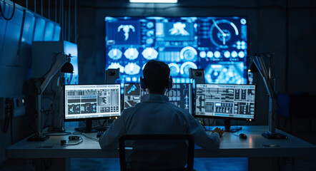 Fototapeta premium large control room, generative ai
