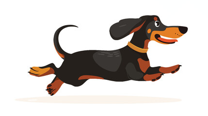 Funny clever dachshund dog breed running vector flat