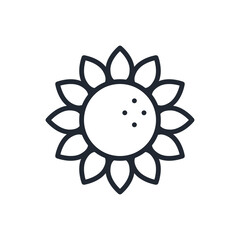 Sunflower editable stroke outline icon isolated on white background flat vector illustration. Pixel perfect. 64 x 64.