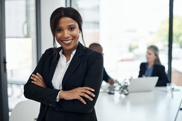 Black woman, portrait and accountant with confidence, ambition or corporate career at office....