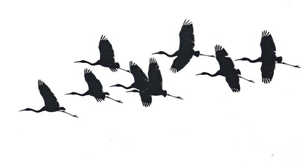 Fototapeta premium PNG image set of silhouettes of birds.