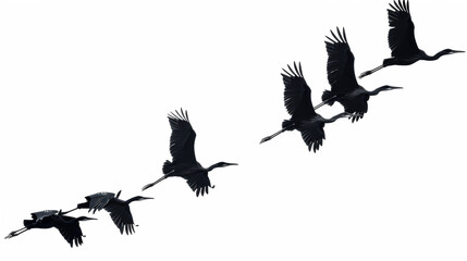 Obraz premium PNG image set of silhouettes of birds.