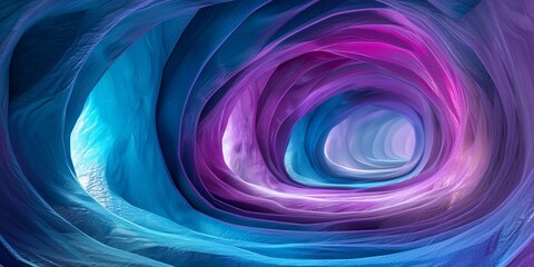 Obraz premium Lilac, Turquoise and Blue Colored Curves form Abstract Swoosh Tunnel.