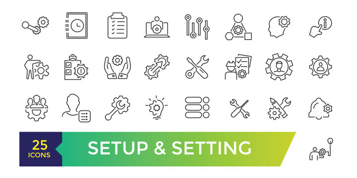 Settings and Setup icon set. UI icon collection and Vector illustration.