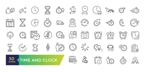 Time and Clock icon set. UI icon collection and Vector illustration.