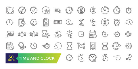Time and Clock icon set. UI icon collection and Vector illustration.