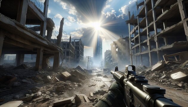 first person shooter game scene