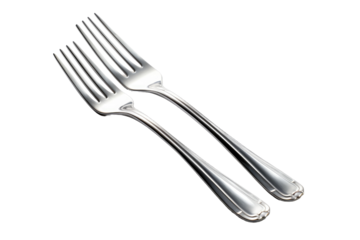 The Dance of Silverware on White or PNG Transparent Background.