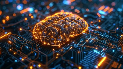 Glowing neural networks connect brain-computer interface to gold-backed crypto markets, revealing intricate finance interactions