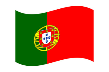 Vector illustration of wavy Portugal flag on transparent background