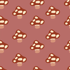 Fly agaric flat design seamless pattern