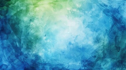 Picturesque watercolor background of a creative round design in shades of blue and green