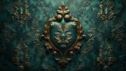 Luxurious baroque ornament on textured background