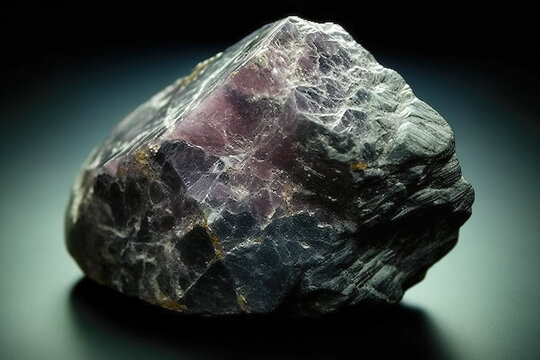 Ussingite fossil mineral stone. Geological crystalline fossil. Dark background close-up.
