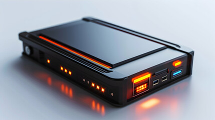 Photo realistic Data storage device isolated on white background for technology business data management and digital storage, perfect for tech office or corporate themes. Cartoon s