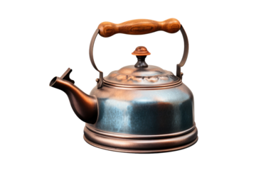 Elegance in Brewing: Tea Kettle Serenity on White or PNG Transparent Background.