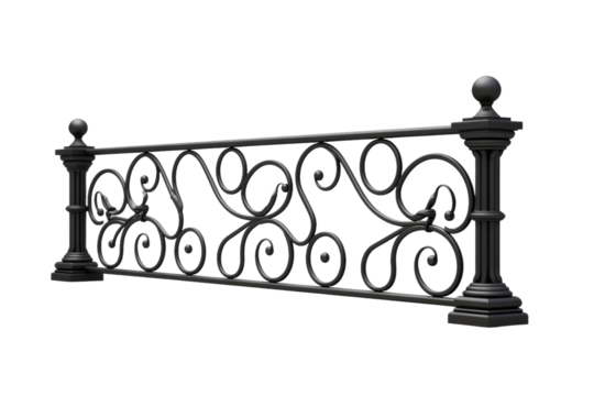 Elegance in Iron: A Delicate Dance of Lines and Curves on White or PNG Transparent Background.