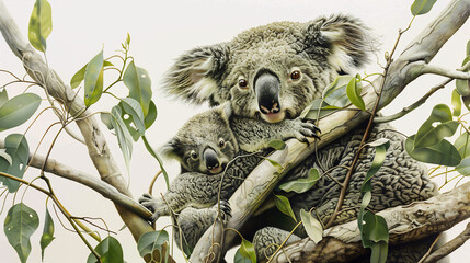 Fototapeta premium Family Life Among Koalas