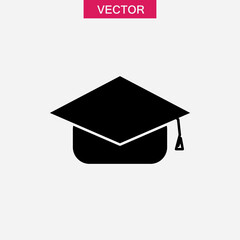 graduation cap icon. mortarboard vector sign flat illustration for web and app on white background..eps