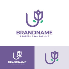 Obraz premium Initial U Tulip Flower Logo, for business related to flower with Letter U