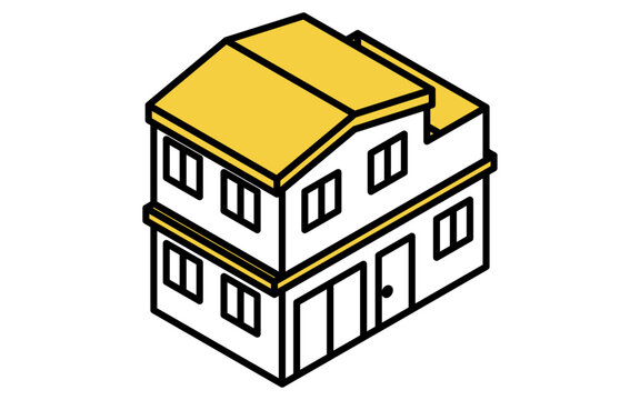 賃貸物件：建物（戸建て一軒家）、アイソメトリックイラスト