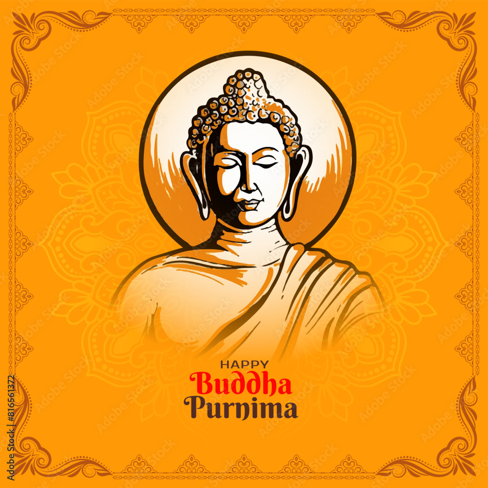 Poster happy buddha purnima cultural indian festival background illustration