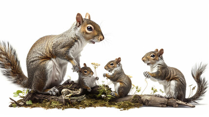 Obraz premium Family Fun Among Gray Squirrels