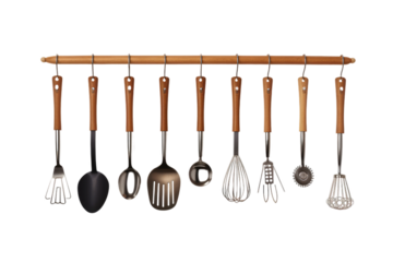 Dance of the Kitchen Tools on White or PNG Transparent Background.