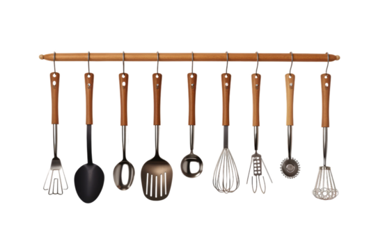 Dance of the Kitchen Tools on White or PNG Transparent Background.