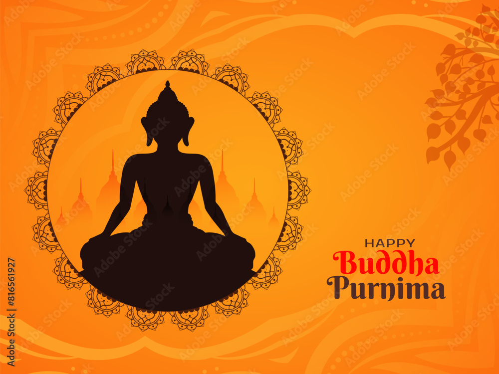 Poster Happy Buddha Purnima traditional Indian festival elegant background