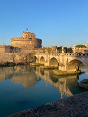Castel Sant'Angelo and Ponte Sant'Angelo - bridge over the Tiber River, Rome, Italy