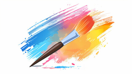 Obraz premium A paintbrush icon with colorful strokes, symbolizing a drawing or painting app, vector app icons