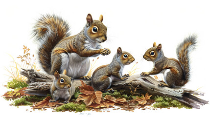 Obraz premium Family Fun Among Gray Squirrels